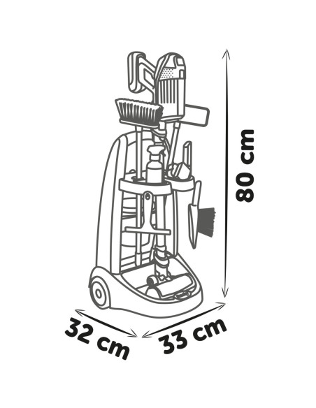 Smoby - Wózek do sprzątania z odkurzaczem Rowenta z dźwiękiem + 10 akcesoriów