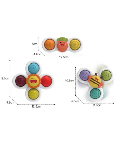 WOOPIE BABY Spiner 3w1 Zabawka Sensoryczna Edukacyjna - 4 szt.