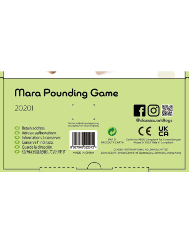 Classic World Drewniana Zabawka Uderz Marchewkę z Młotkiem 8 el.