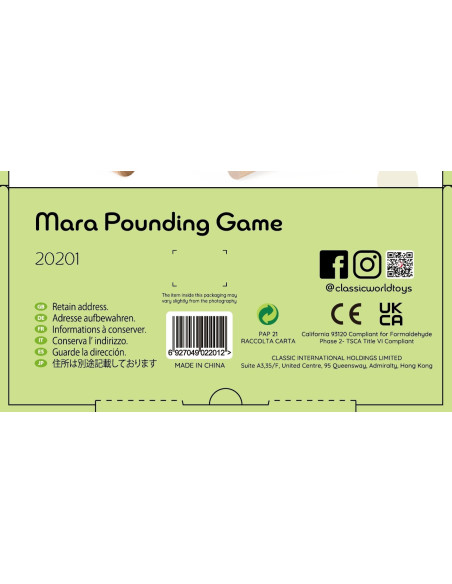 Classic World Drewniana Zabawka Uderz Marchewkę z Młotkiem 8 el.