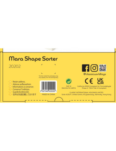 Classic World Układanie Kształtów Sorter Drewniany dla Dzieci 10 el.