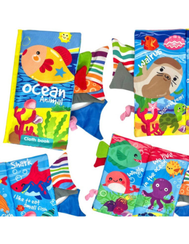 WOOPIE Książeczka z Ogonkami Zwierząt Morskich Materiałowa Szeleszcząca