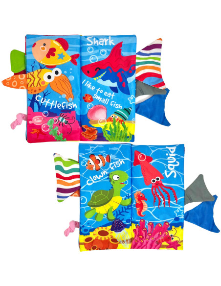 WOOPIE Książeczka z Ogonkami Zwierząt Morskich Materiałowa Szeleszcząca