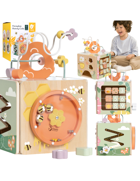 CLASSIC WORLD Drewniana Kostka Edukacyjna Sensoryczna 5w1