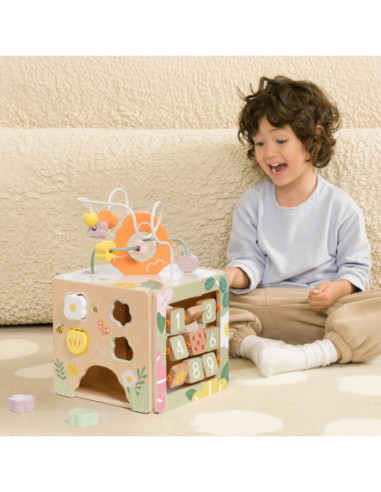 CLASSIC WORLD Drewniana Kostka Edukacyjna Sensoryczna 5w1