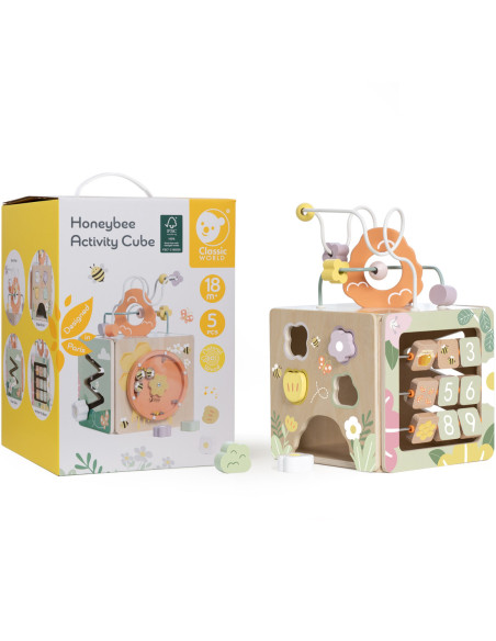 CLASSIC WORLD Drewniana Kostka Edukacyjna Sensoryczna 5w1