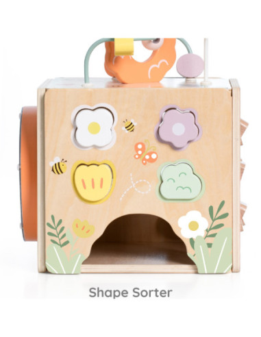 CLASSIC WORLD Drewniana Kostka Edukacyjna Sensoryczna 5w1