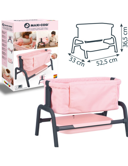 Smoby Łóżeczko Maxi-Cosi Quinny dla Lalek 38 cm ze Schowkiem i Regulacją Wysokości