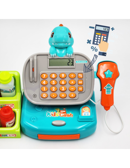 WOOPIE Kasa Sklepowa z Półką DINO Niebieski