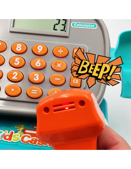 WOOPIE Kasa Sklepowa z Półką DINO Niebieski