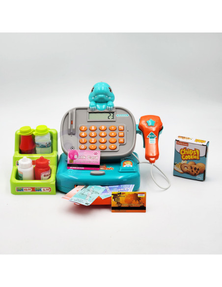 WOOPIE Kasa Sklepowa z Półką DINO Niebieski