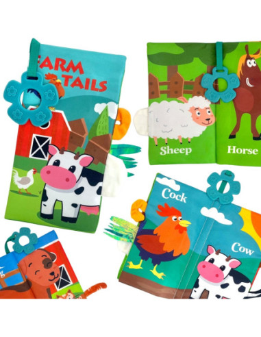 WOOPIE BABY Książeczka z Ogonkami Zwierząt Materiałowa