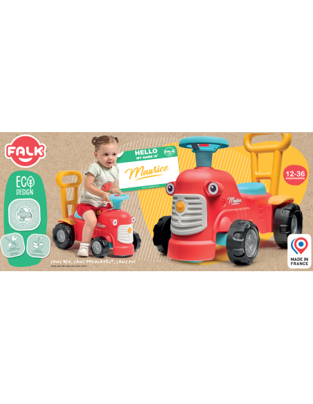 FALK Maurice Traktorek Jeździk Pchacz Odpychacz Schowek od 1 roku