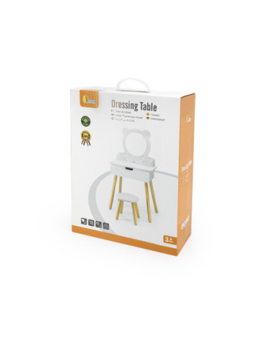 VIGA Duża Toaletka Drewniana Biała z Lustrem i Krzesełkiem