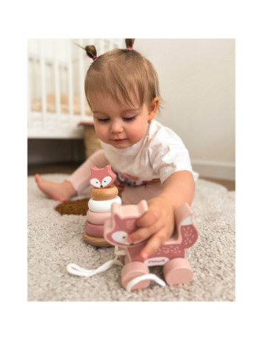 VIGA PolarB Zestaw Lisek Drewniana Piramidka + Lisek do Ciągnięcia