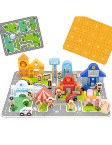 VIGA Drewniane Klocki Budowanie Miasta