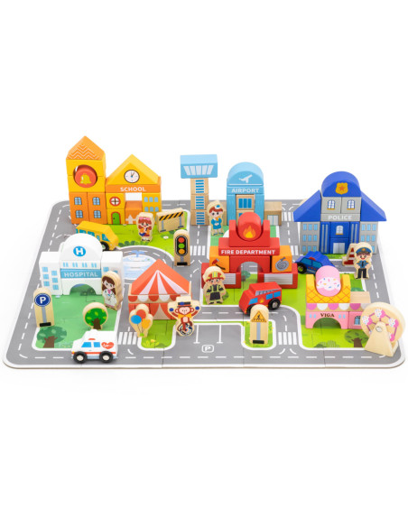 VIGA Drewniane Klocki Budowanie Miasta