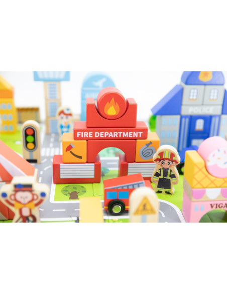 VIGA Drewniane Klocki Budowanie Miasta