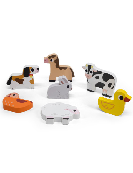 VIGA Drewniane Puzzle Układanka Montessori 2w1 Figurki Farma