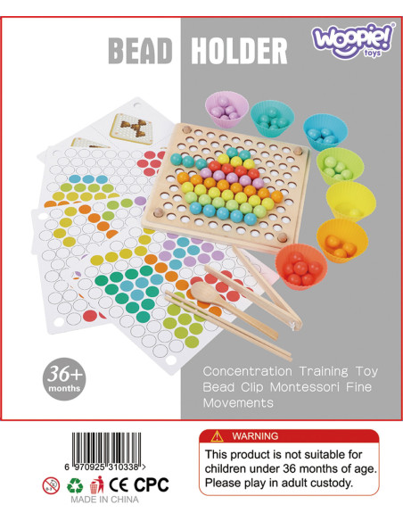 WOOPIE Kolorowe Kulki Układanka Montessori Mozaika Sorter