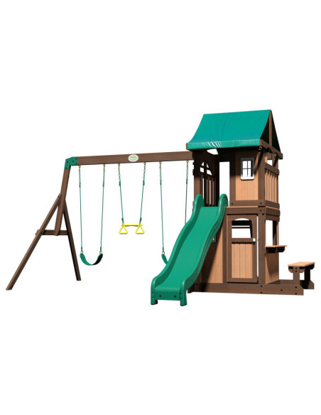 Drewniany Plac Zabaw Lakewood Huśtawki Zjeżdżalnia Domek Backyard