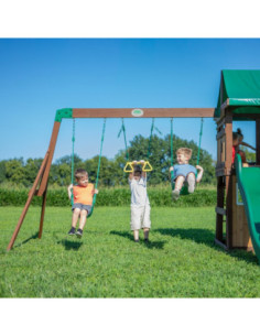 Drewniany Plac Zabaw Lakewood Huśtawki Zjeżdżalnia Domek Backyard 2