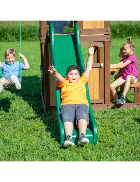 Drewniany Plac Zabaw Lakewood Huśtawki Zjeżdżalnia Domek Backyard