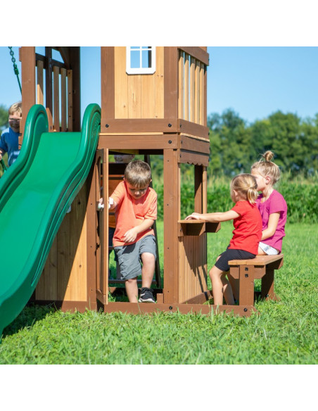 Drewniany Plac Zabaw Lakewood Huśtawki Zjeżdżalnia Domek Backyard