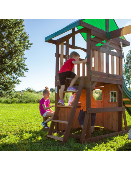 Drewniany Plac Zabaw Lakewood Huśtawki Zjeżdżalnia Domek Backyard