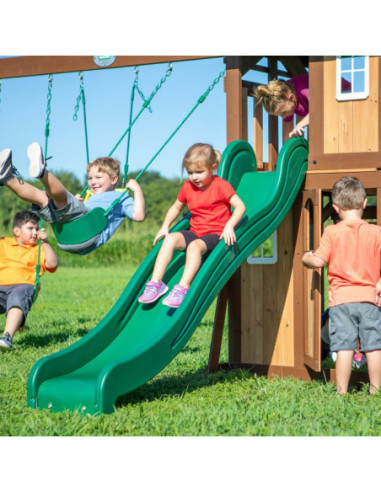 Drewniany Plac Zabaw Lakewood Huśtawki Zjeżdżalnia Domek Backyard