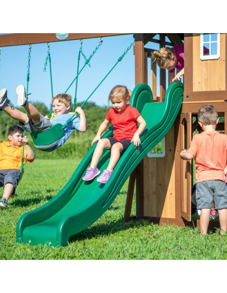 Drewniany Plac Zabaw Lakewood Huśtawki Zjeżdżalnia Domek Backyard