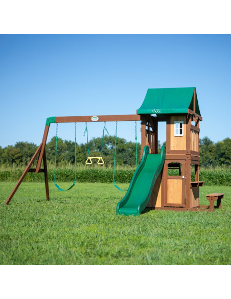 Drewniany Plac Zabaw Lakewood Huśtawki Zjeżdżalnia Domek Backyard