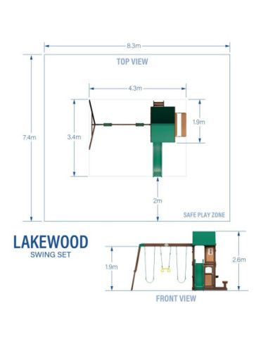 Drewniany Plac Zabaw Lakewood Huśtawki Zjeżdżalnia Domek Backyard
