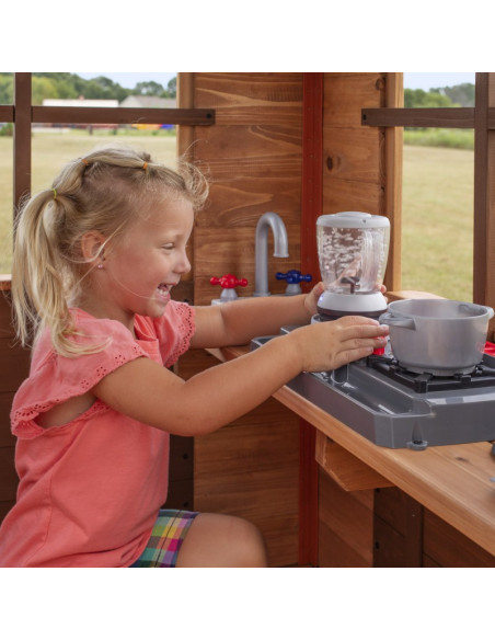 Drewniany Plac Zabaw Echo Heights Zjeżdżalnia Domek Kuchnia Backyard