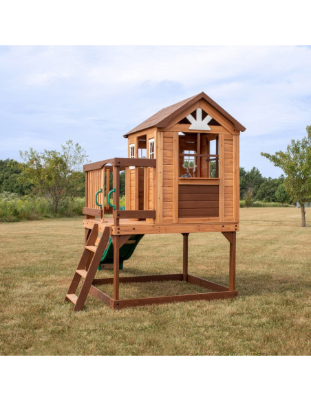 Drewniany Plac Zabaw Echo Heights Zjeżdżalnia Domek Kuchnia Backyard