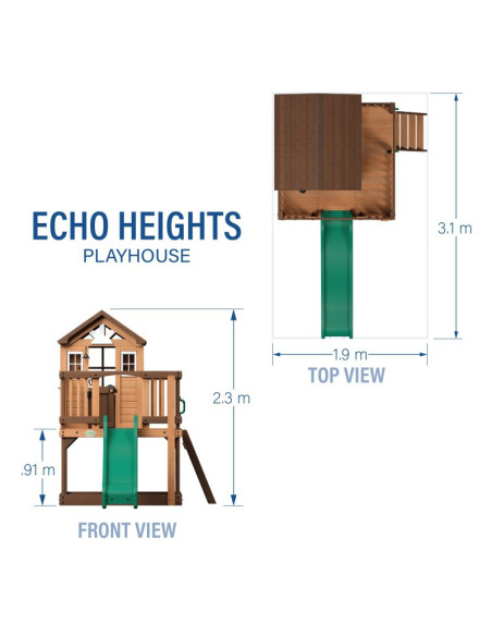 Drewniany Plac Zabaw Echo Heights Zjeżdżalnia Domek Kuchnia Backyard