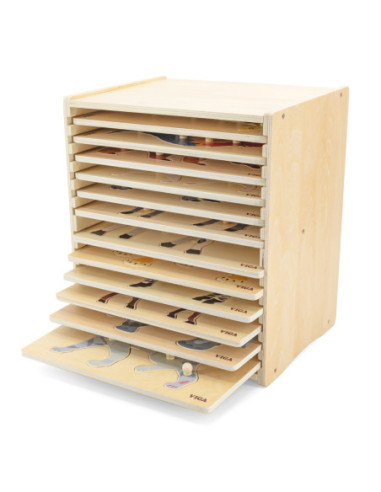VIGA Zestaw Puzzle Drewniane 12 Układanek Zwierzątka Montessori + Stojak