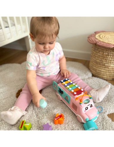 WOOPIE BABY Samochodzik Muzyczny Sorter z Cymbałkami Różowy