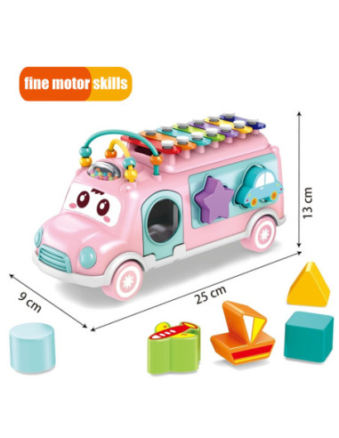 WOOPIE BABY Samochodzik Muzyczny Sorter z Cymbałkami Różowy
