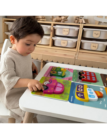 WOOPIE GREEN Układanka Drewniana Klocki Pojazdy Montessori FSC