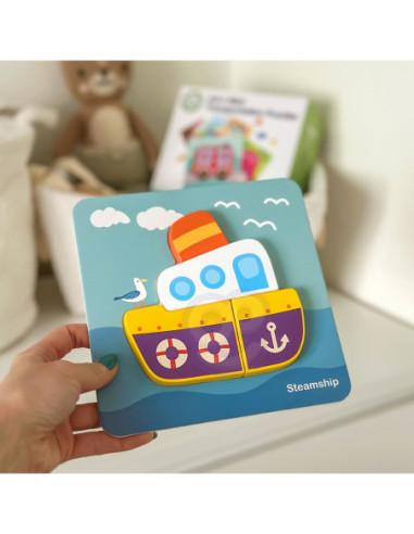 WOOPIE GREEN Układanka Drewniana Klocki Pojazdy Montessori FSC