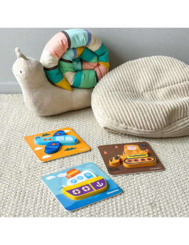 WOOPIE GREEN Układanka Drewniana Klocki Pojazdy Montessori FSC