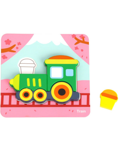 WOOPIE GREEN Układanka Drewniana Klocki Pojazdy Montessori FSC