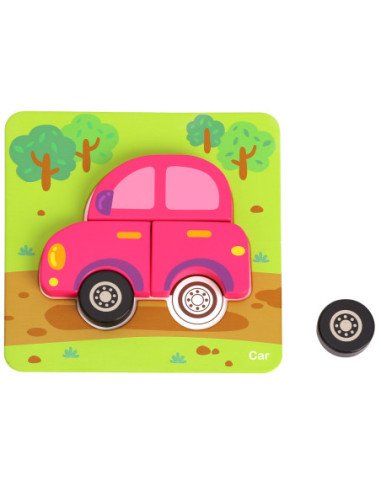 WOOPIE GREEN Układanka Drewniana Klocki Pojazdy Montessori FSC