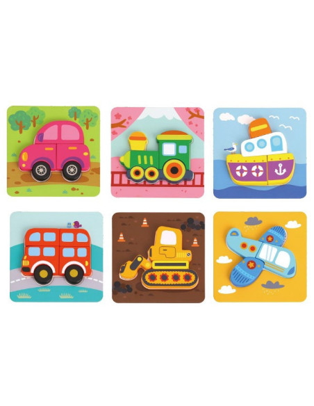 WOOPIE GREEN Układanka Drewniana Klocki Pojazdy Montessori FSC