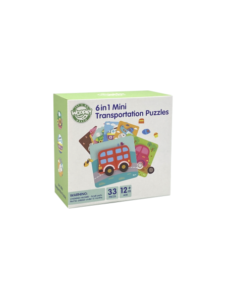 WOOPIE GREEN Układanka Drewniana Klocki Pojazdy Montessori FSC