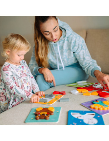 WOOPIE GREEN Układanka Drewniana Klocki Zwierzątka Montessori FSC