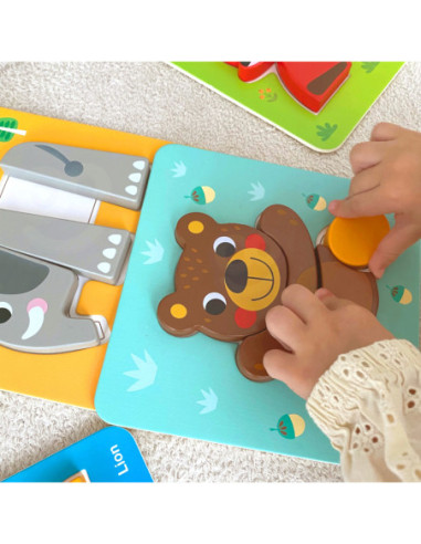 WOOPIE GREEN Układanka Drewniana Klocki Zwierzątka Montessori FSC