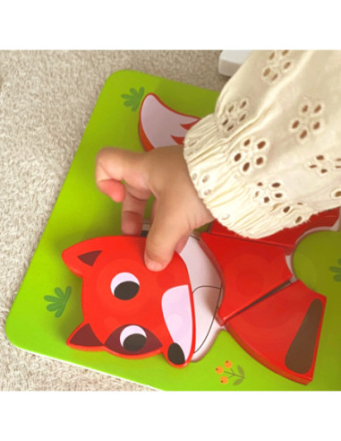 WOOPIE GREEN Układanka Drewniana Klocki Zwierzątka Montessori FSC