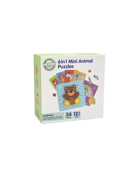 WOOPIE GREEN Układanka Drewniana Klocki Zwierzątka Montessori FSC
